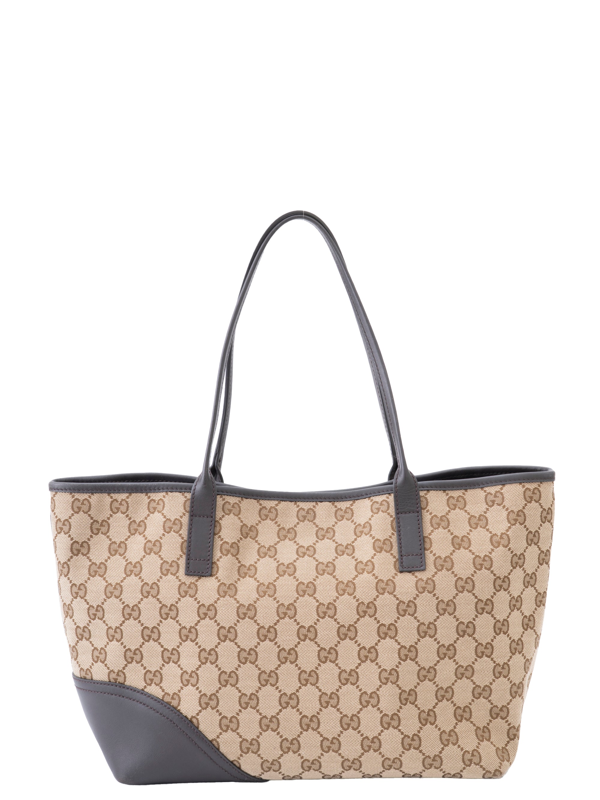 Gucci GG Canvas New Britt Tote Bag Brown Gold Hardware
