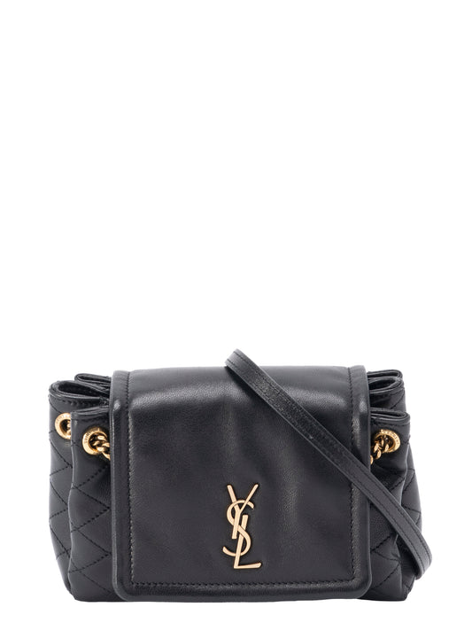 サンローラン ミニ ノリータ チェーンショルダーバッグ レザー ブラック ゴールド金具