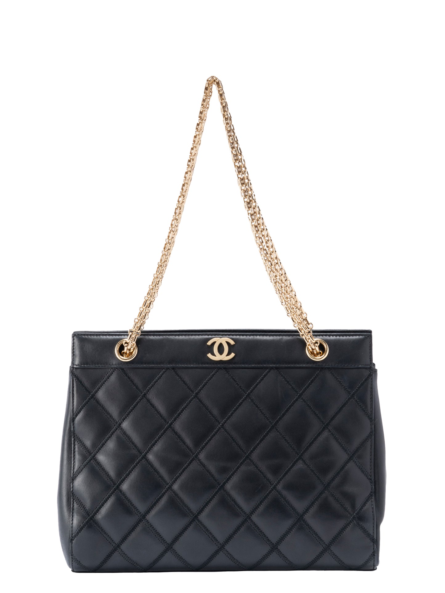 シャネル ビコローレ チェーントートバッグ ラムスキン ブラック ゴールド金具