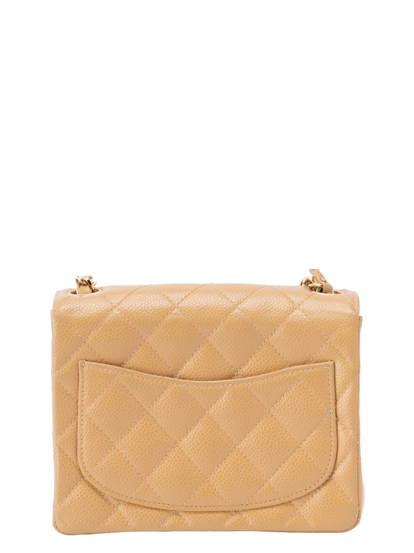 シャネル ミニマトラッセ17 チェーンショルダーバッグ キャビアスキン ベージュ ゴールド金具