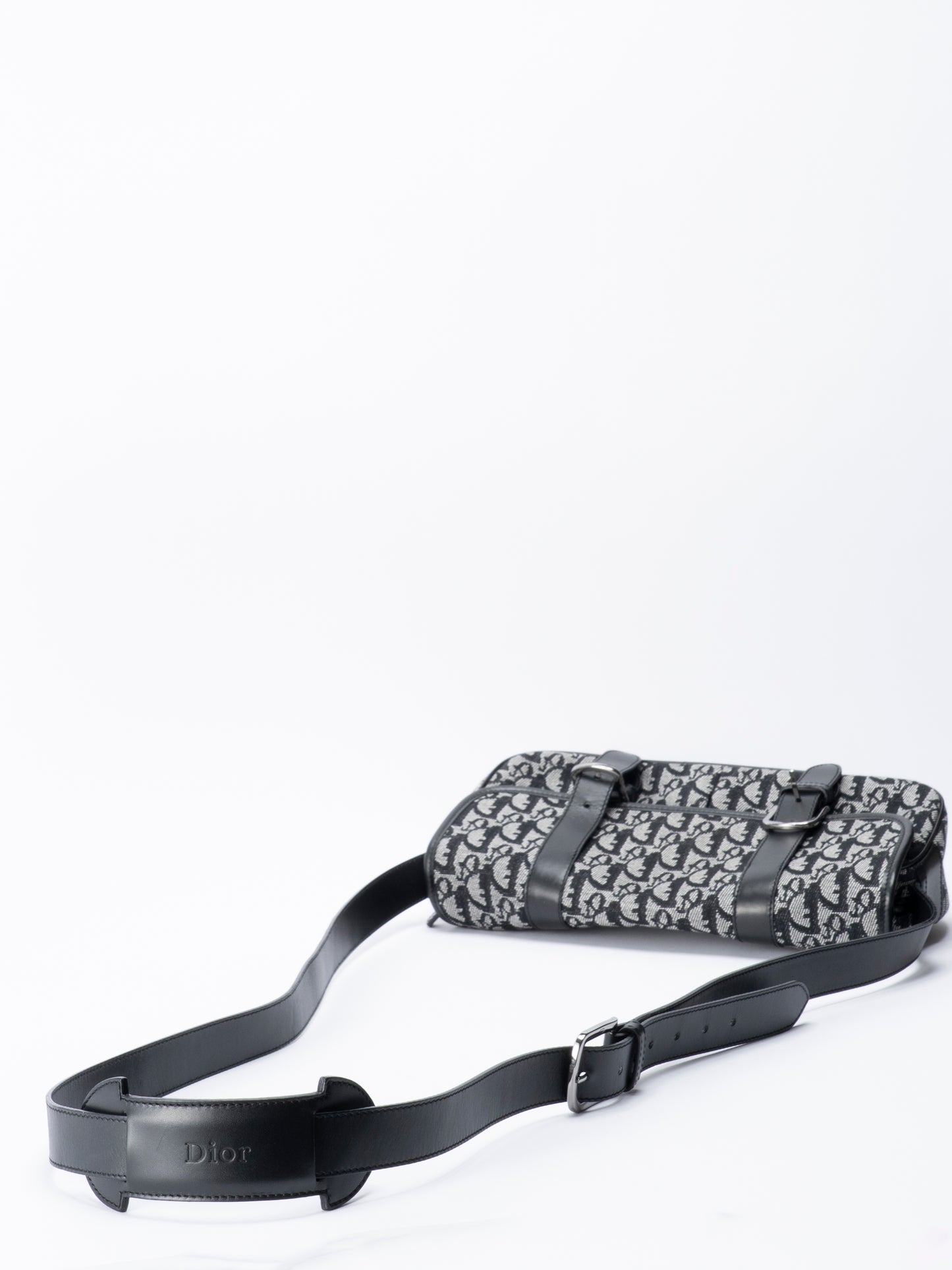 ディオール トロッター ショルダーバッグ キャンバス ブラック シルバー金具