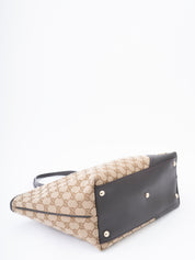 Gucci GG Canvas New Britt Tote Bag Brown Gold Hardware