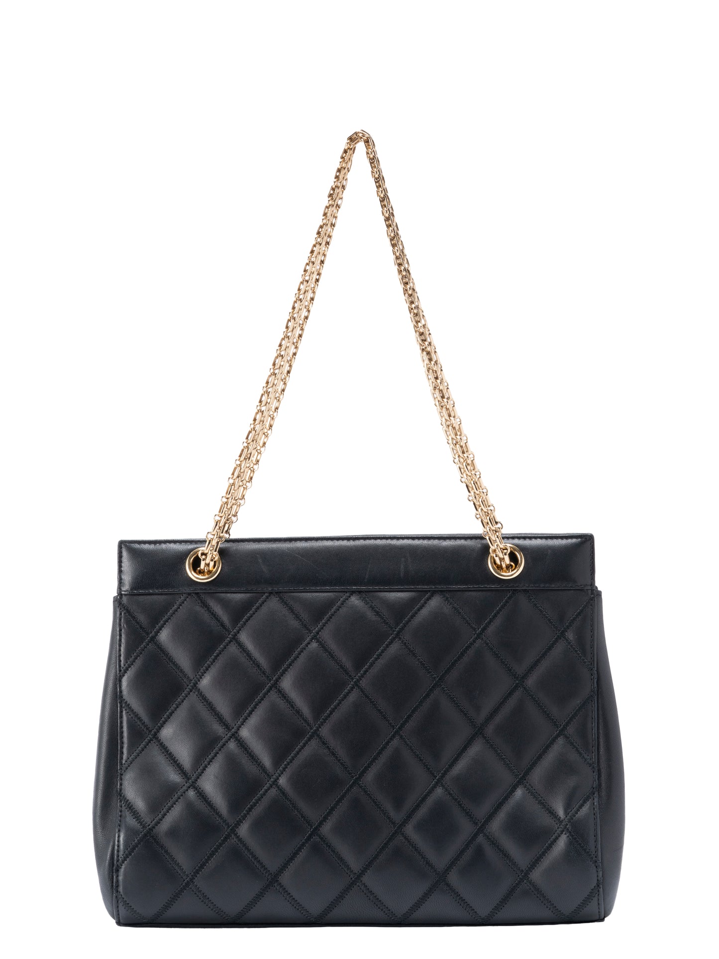 シャネル ビコローレ チェーントートバッグ ラムスキン ブラック ゴールド金具