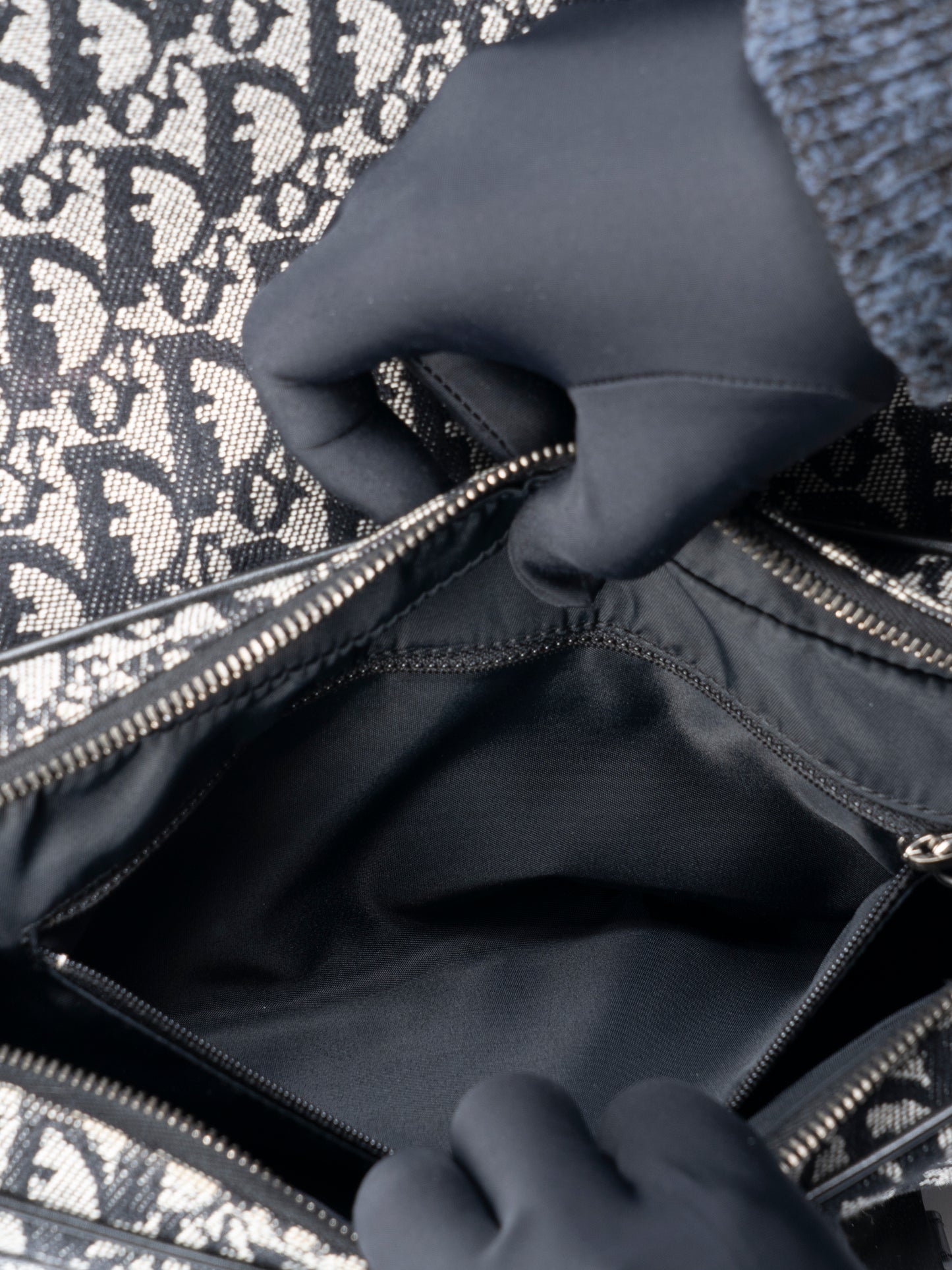 ディオール トロッター ショルダーバッグ キャンバス ブラック シルバー金具