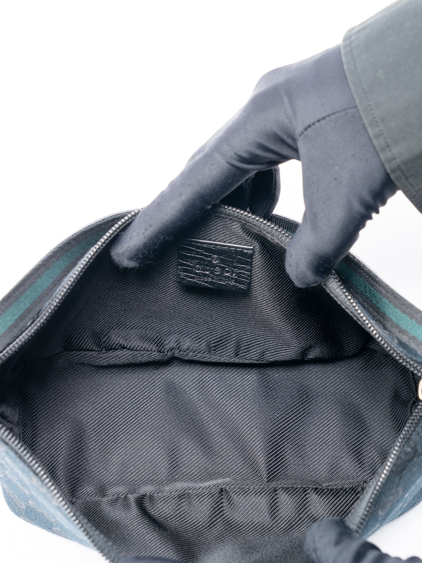 グッチ GGキャンバス シェリーライン ハンドバッグ キャンバス ブラック ゴールド金具