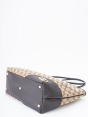 Gucci GG Canvas New Britt Tote Bag Brown Gold Hardware