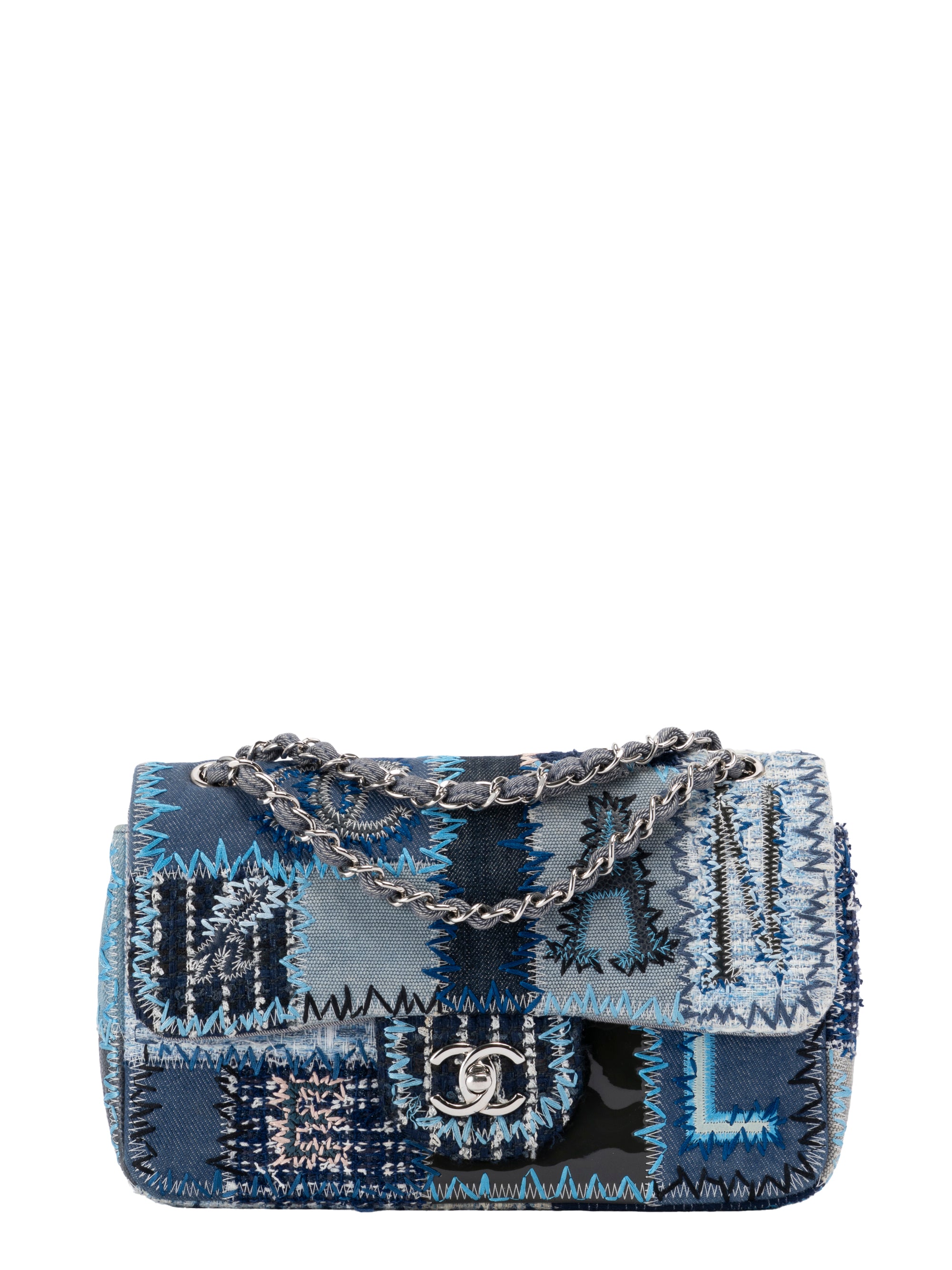 VINTAGE シャネル バケットバッグ ネイビー CHANEL 1995年製 シルクサテンCCターンロックハンドバッグ