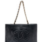 シャネル デカココ チェーントートバッグ エンボスカーフスキン ブラック ゴールド金具