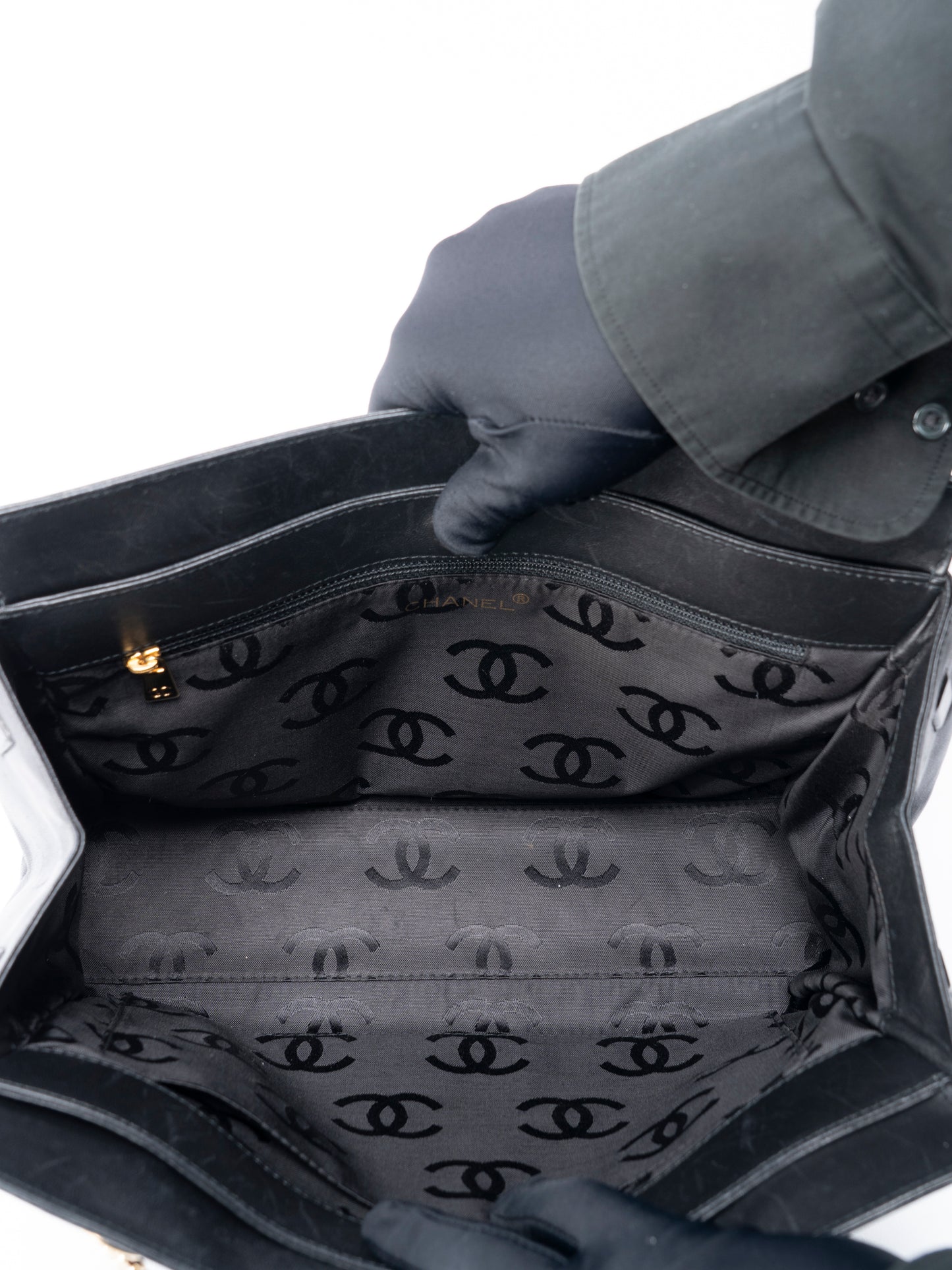 シャネル ビコローレ チェーントートバッグ ラムスキン ブラック ゴールド金具