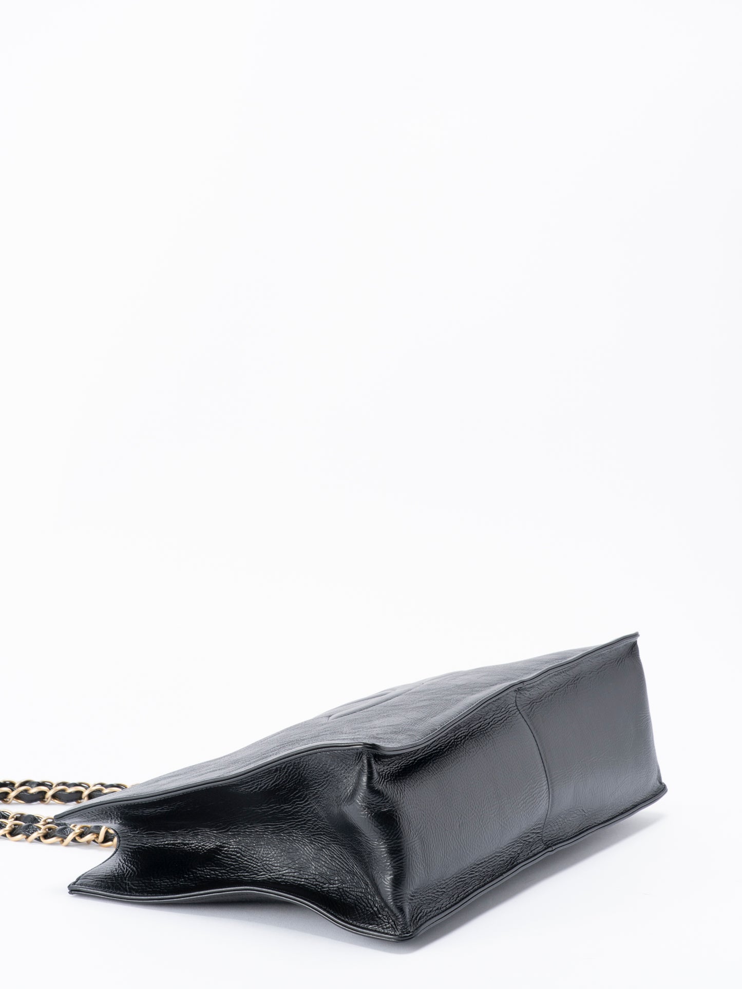 シャネル デカココ チェーントートバッグ エンボスカーフスキン ブラック ゴールド金具