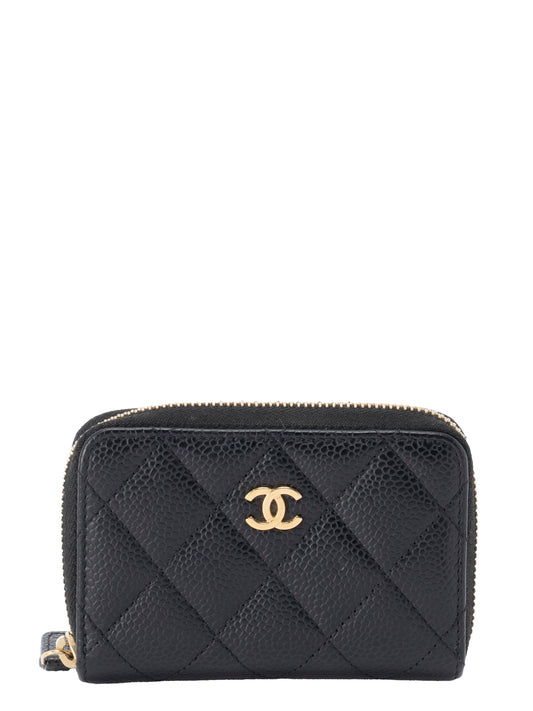 シャネル マトラッセ コインケース キャビアスキン ブラック ゴールド金具