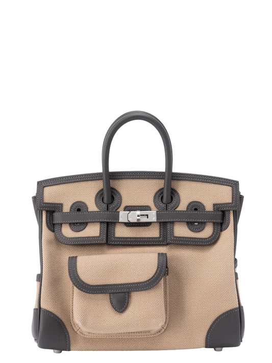 エルメス バーキン25 カーゴ ハンドバッグ トワルゴエラン×スイフト K刻:2025年 ムース×エコルセ  シルバー金具 新品