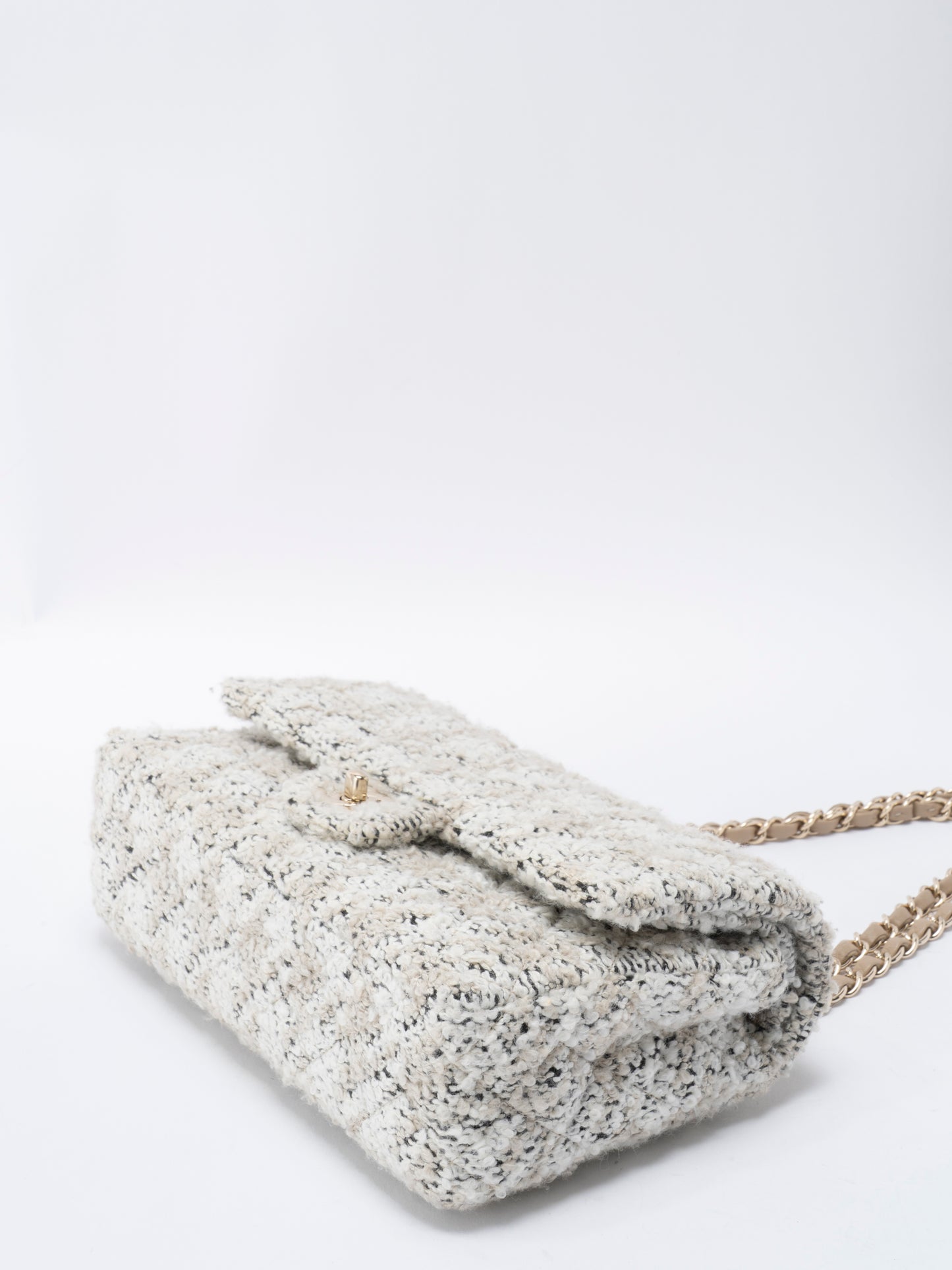 シャネル Wフラップ マトラッセ25 ショルダーチェーンバッグ ツイード マルチカラー ゴールド金具