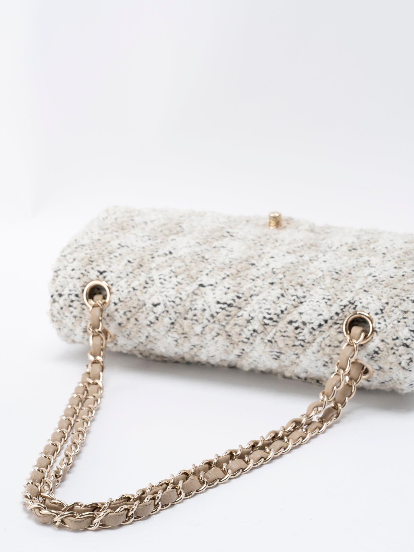 シャネル Wフラップ マトラッセ25 ショルダーチェーンバッグ ツイード マルチカラー ゴールド金具