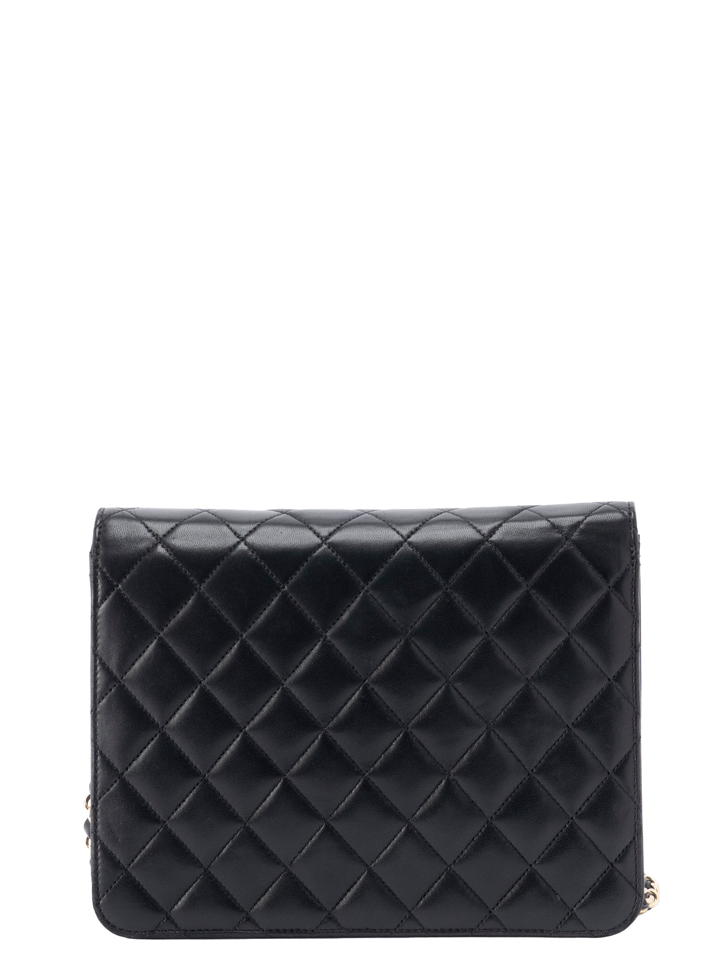 シャネル マトラッセ ターンロック シングルフラップ チェーンショルダーバッグ ラムスキン ブラック ゴールド金具