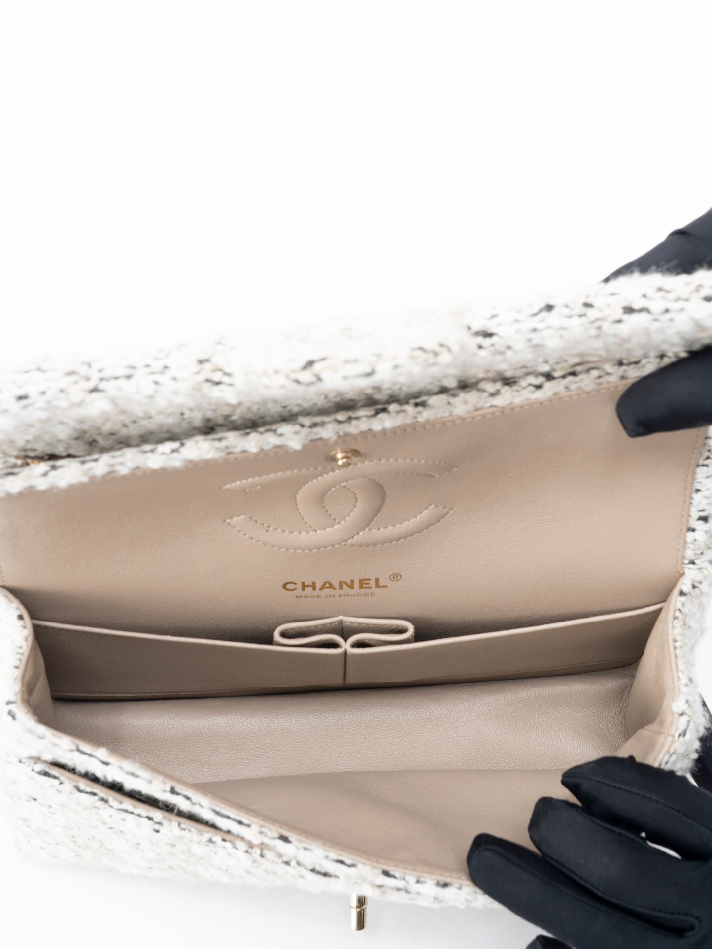 シャネル Wフラップ マトラッセ25 ショルダーチェーンバッグ ツイード マルチカラー ゴールド金具