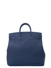 Hermès Haut à Courroies 40 Handbag, U Stamp: 2022, Togo, Bleu Nuit 2Z, Silver Hardware