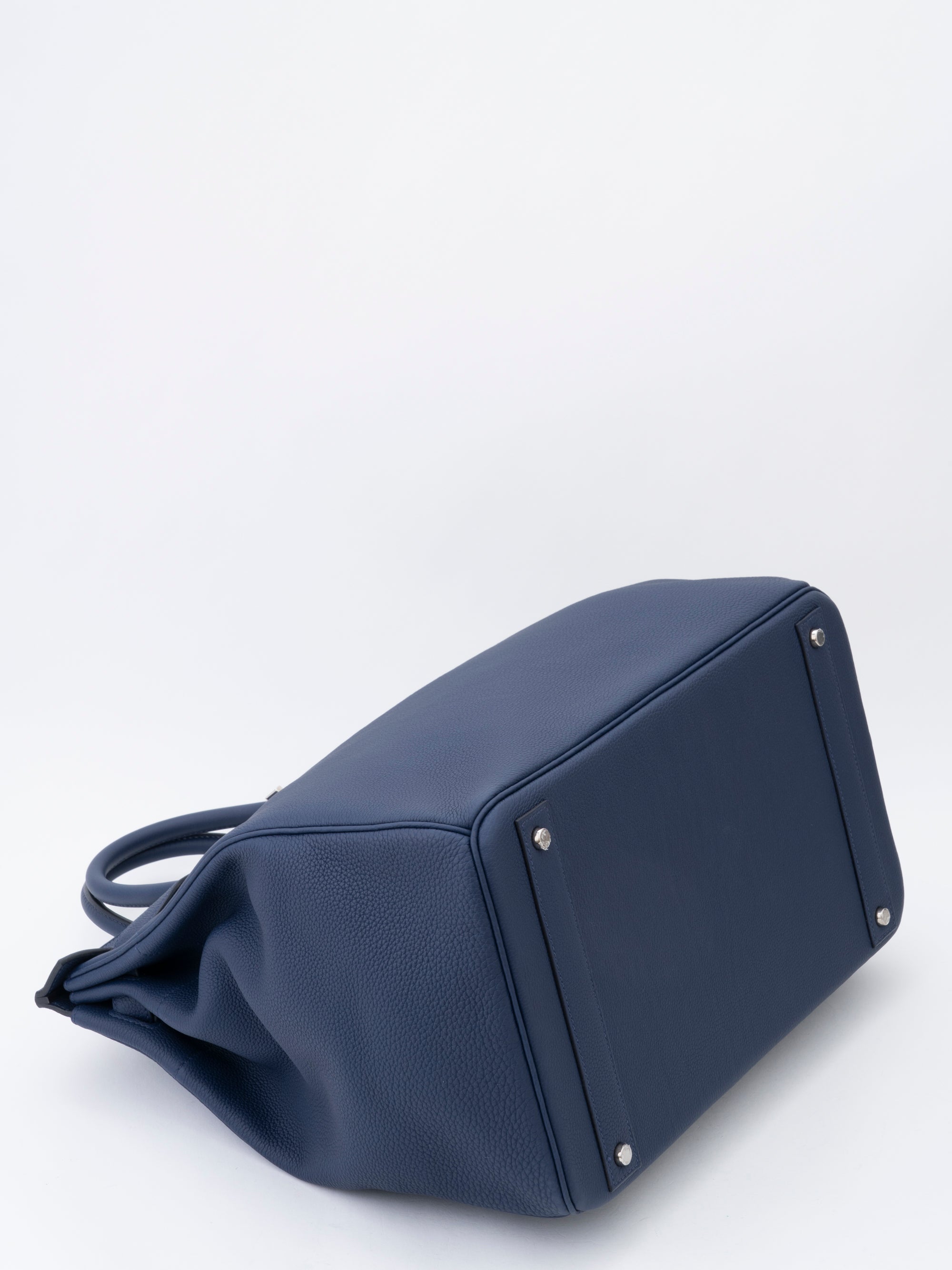 Hermès Haut à Courroies 40 Handbag, U Stamp: 2022, Togo, Bleu Nuit 2Z, Silver Hardware