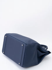 Hermès Haut à Courroies 40 Handbag, U Stamp: 2022, Togo, Bleu Nuit 2Z, Silver Hardware