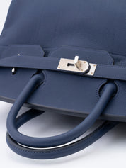 Hermès Haut à Courroies 40 Handbag, U Stamp: 2022, Togo, Bleu Nuit 2Z, Silver Hardware