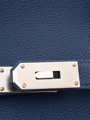 Hermès Haut à Courroies 40 Handbag, U Stamp: 2022, Togo, Bleu Nuit 2Z, Silver Hardware
