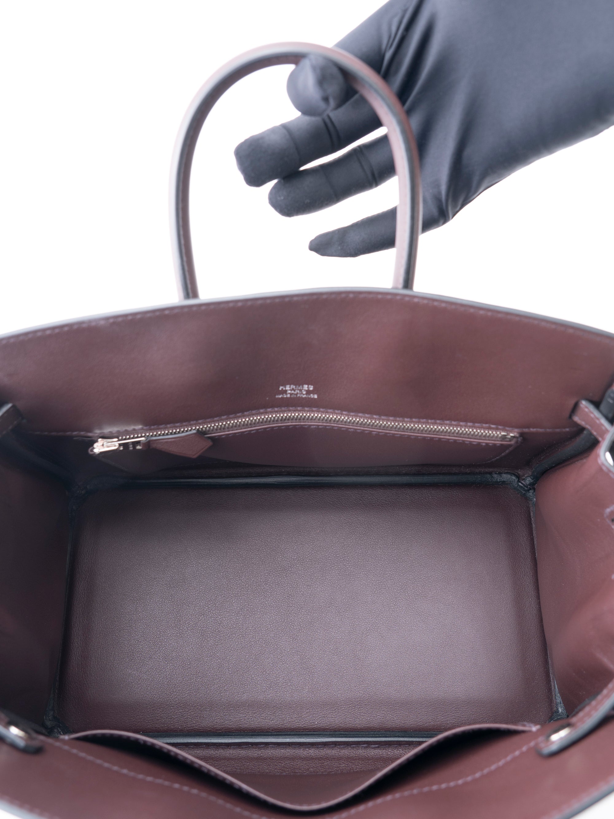 Hermès Shadow Birkin 25 Z-Stamp: 2021 Handbag Swift Rouge Sellier 0G Silver Hardware Unused