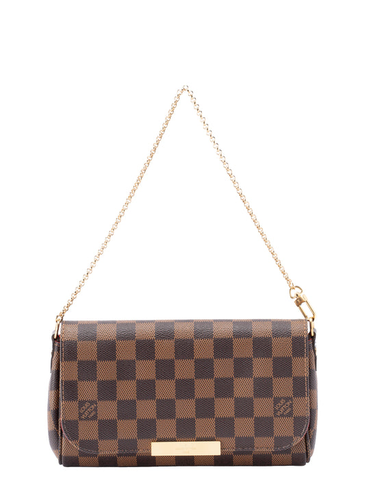 ルイ・ヴィトン N41129 フェイボリットPM ショルダーバッグ ダミエキャンバス ブラウン ゴールド金具