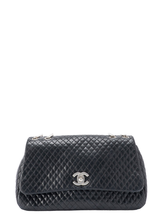 シャネル マイクロマトラッセ チェーンショルダーバッグ ラムスキン ブラック シルバー金具