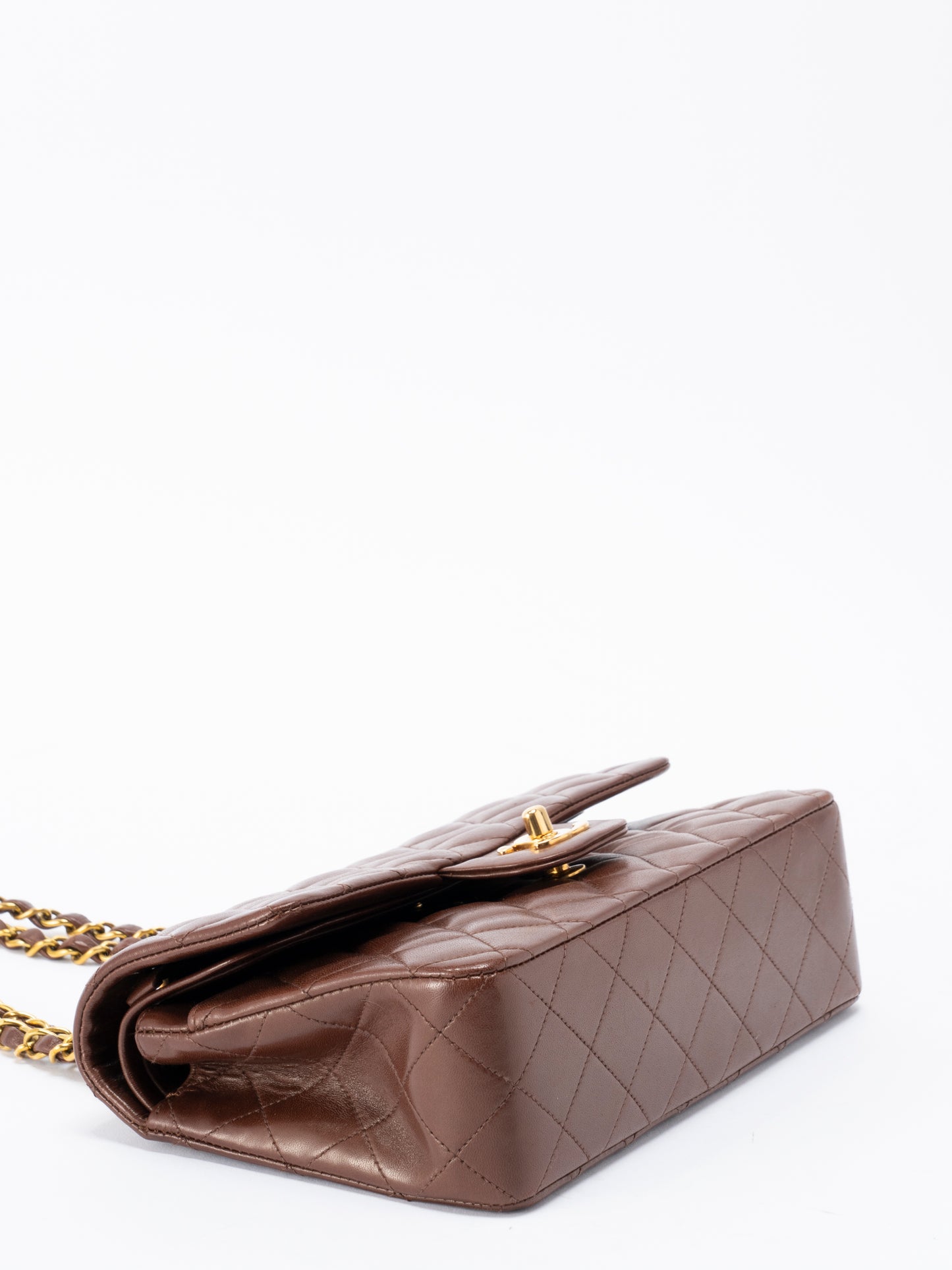 シャネル Wフラップ マトラッセ23 ショルダーチェーンバッグ ラムスキン ブラウン ゴールド金具