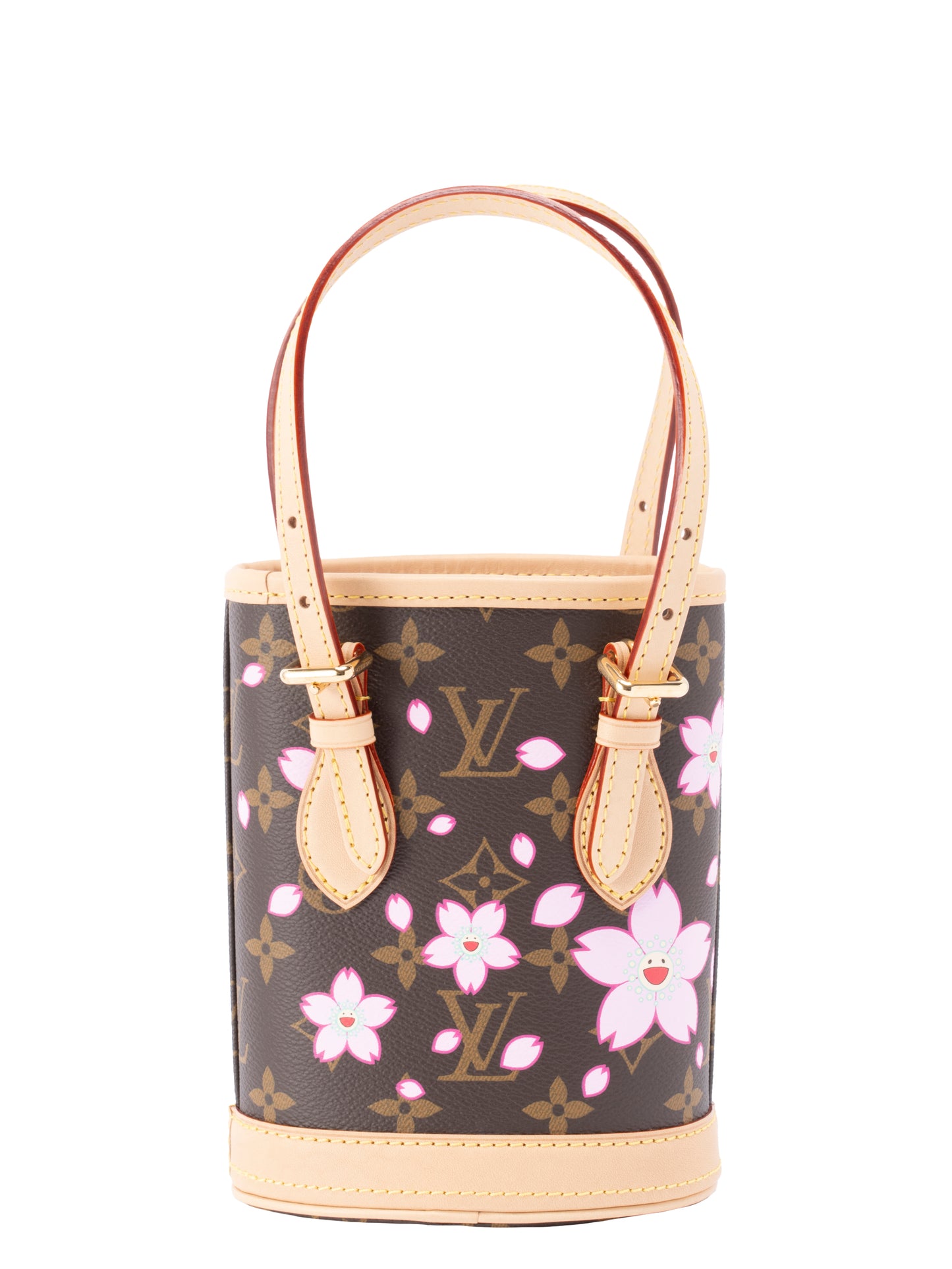 ルイ・ヴィトン  M13417 チェリーブロッサム ナノ バケット ハンドバッグ ICチップ モノグラムキャンバス ブラウン ゴールド金具