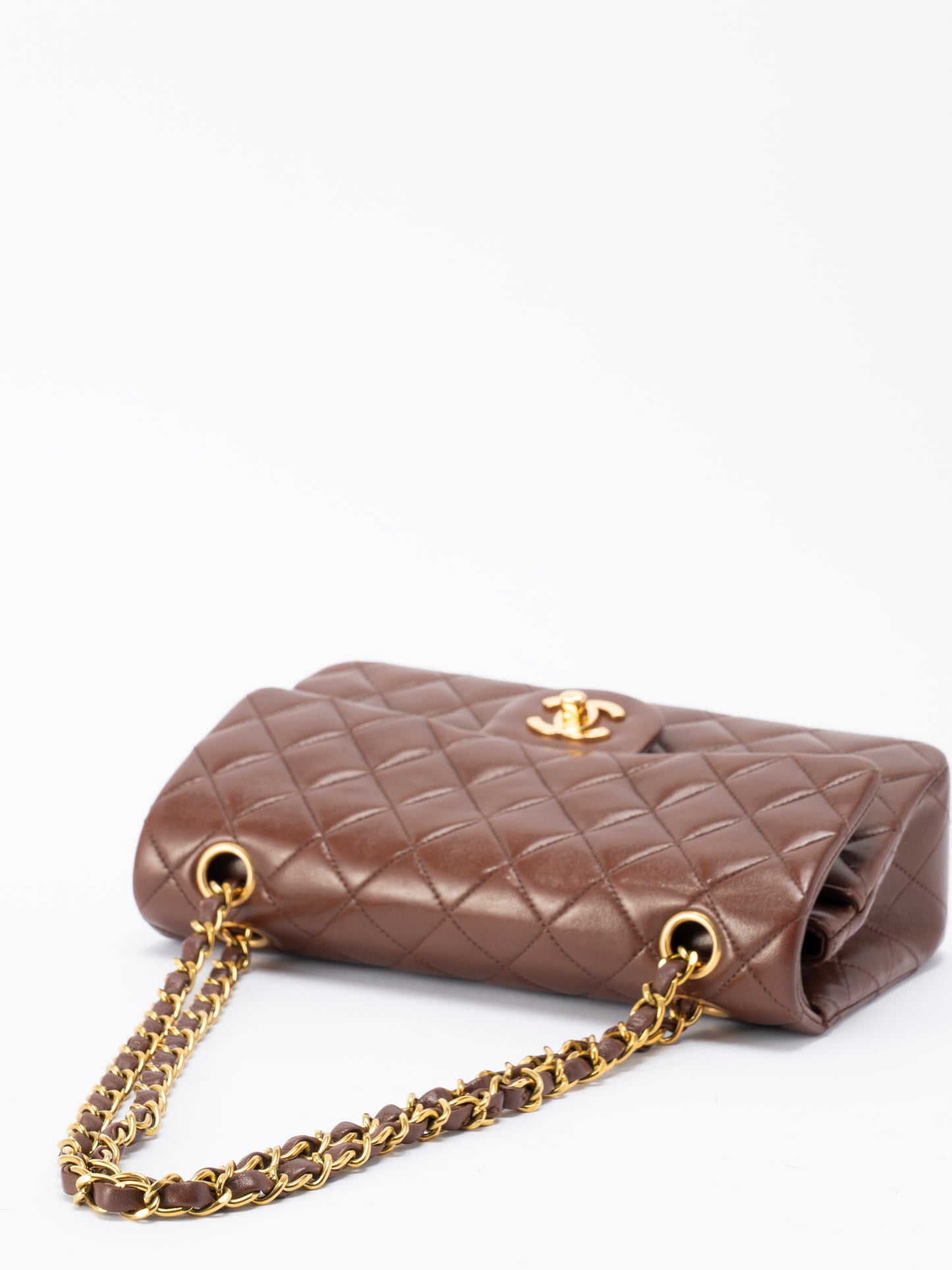 シャネル Wフラップ マトラッセ23 ショルダーチェーンバッグ ラムスキン ブラウン ゴールド金具