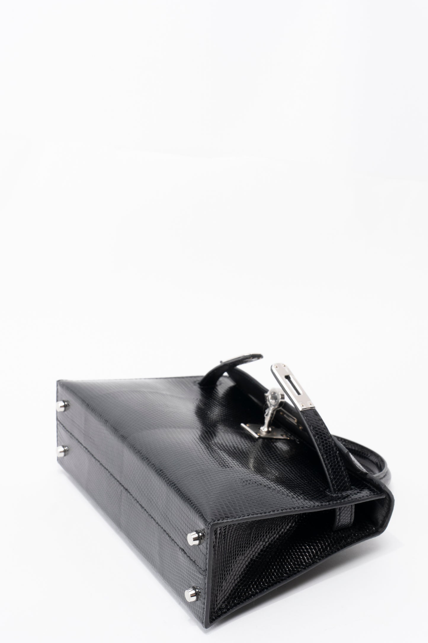 エルメス ミニケリーⅡ ハンドバッグ リザード K刻2025年 ブラック シルバー金具 新品