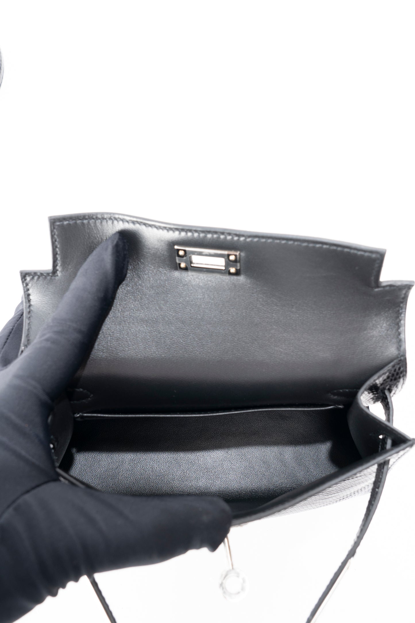 エルメス ミニケリーⅡ ハンドバッグ リザード K刻2025年 ブラック シルバー金具 新品