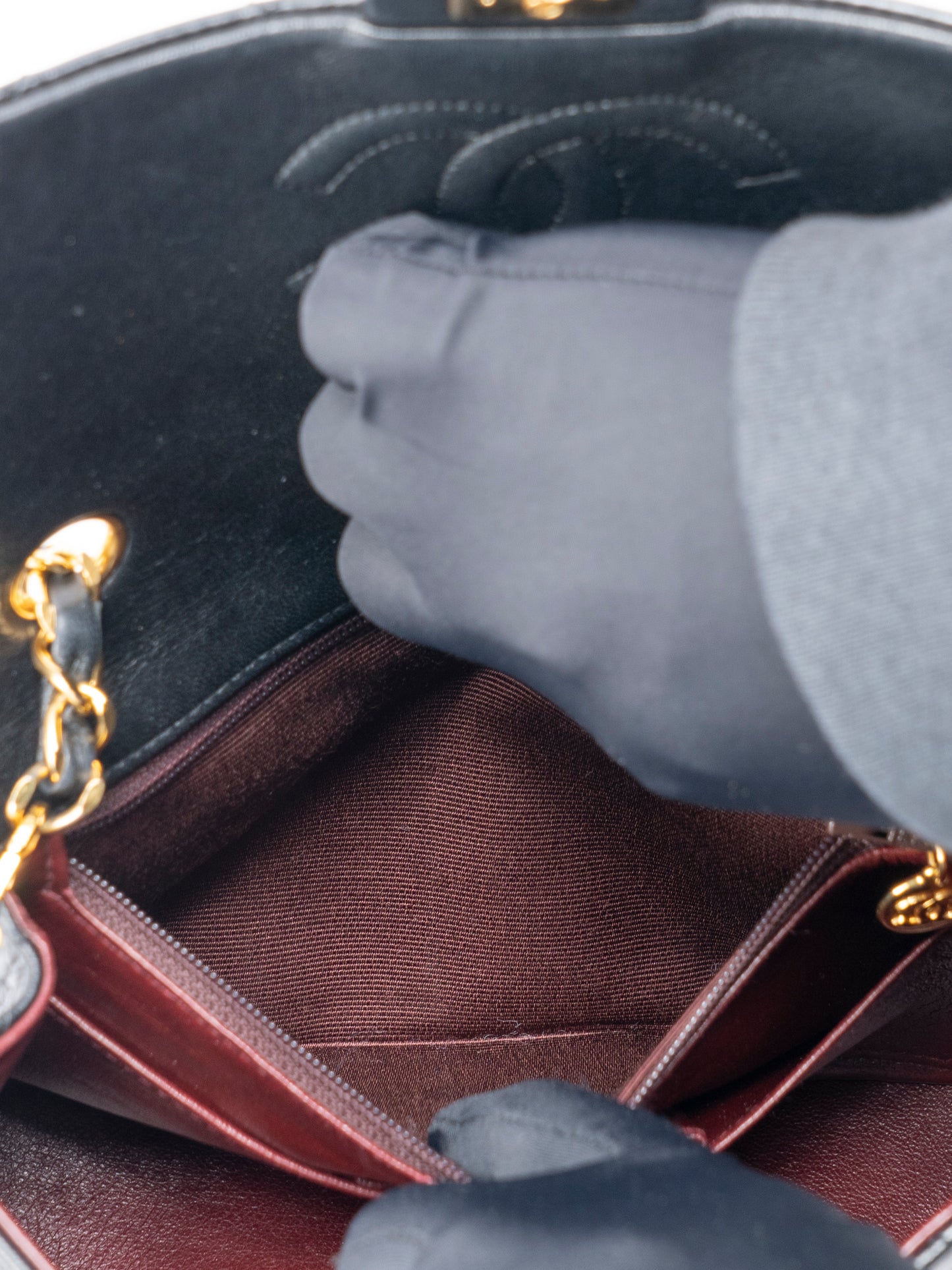 シャネル ミニマトラッセ20 チェーンショルダーバッグ ラムスキン ブラック ゴールド金具