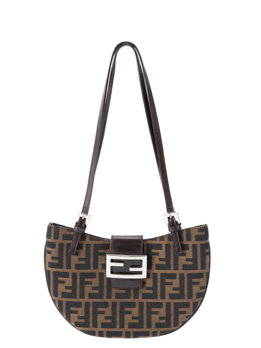 フェンディ ズッカ ショルダーバッグ キャンバス ブラウン シルバー金具