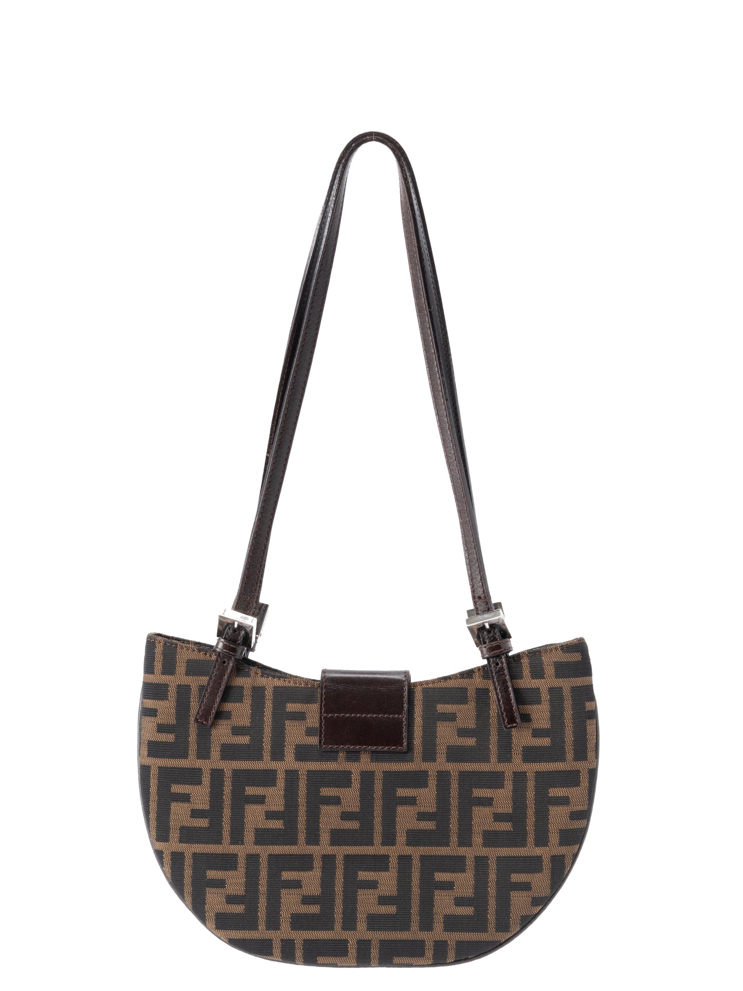 フェンディ ズッカ ショルダーバッグ キャンバス ブラウン シルバー金具