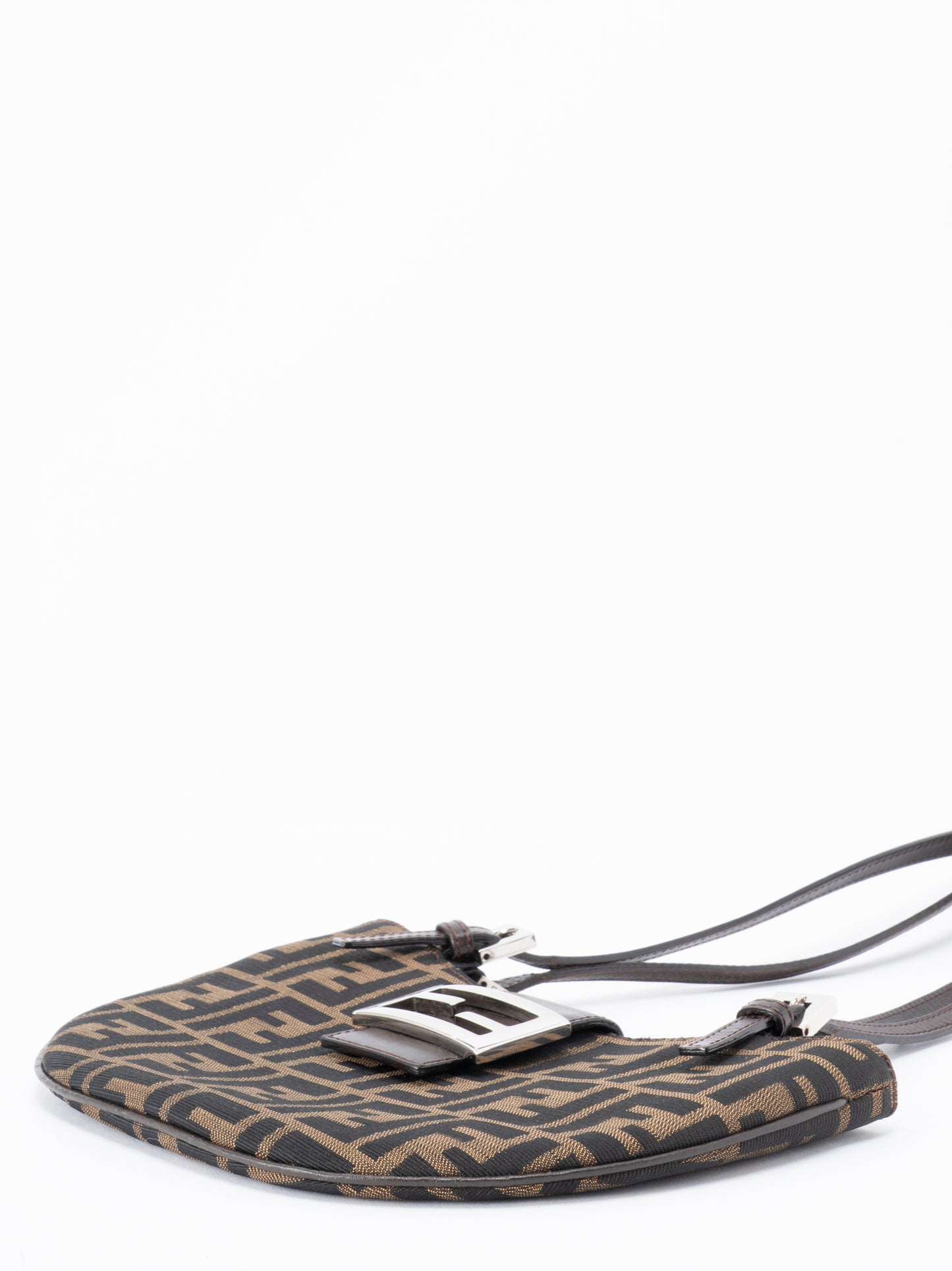 フェンディ ズッカ ショルダーバッグ キャンバス ブラウン シルバー金具