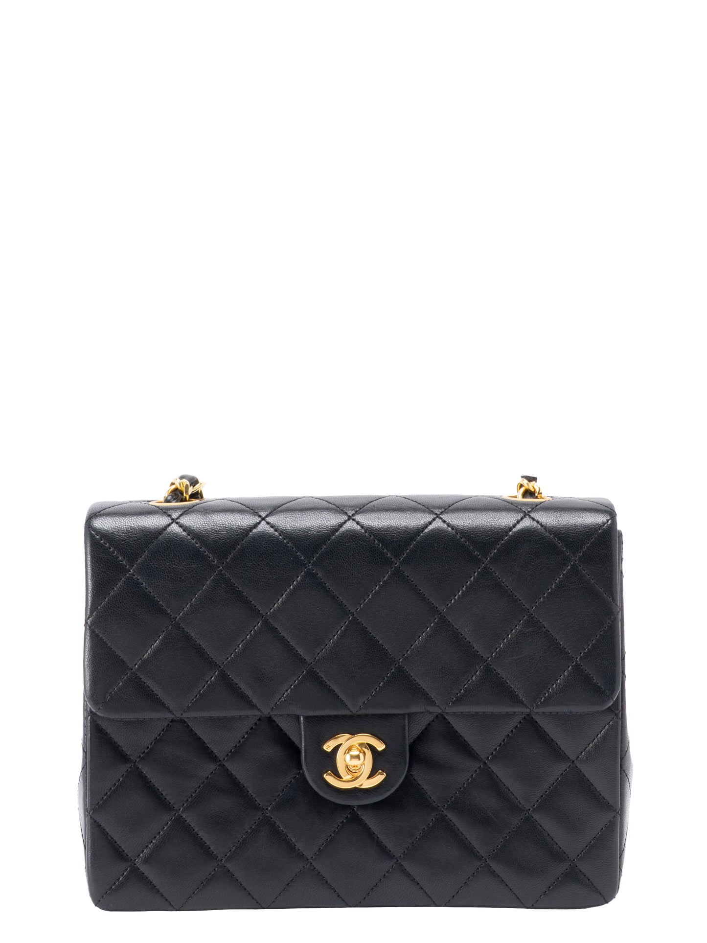 シャネル ミニマトラッセ20 チェーンショルダーバッグ ラムスキン ブラック ゴールド金具