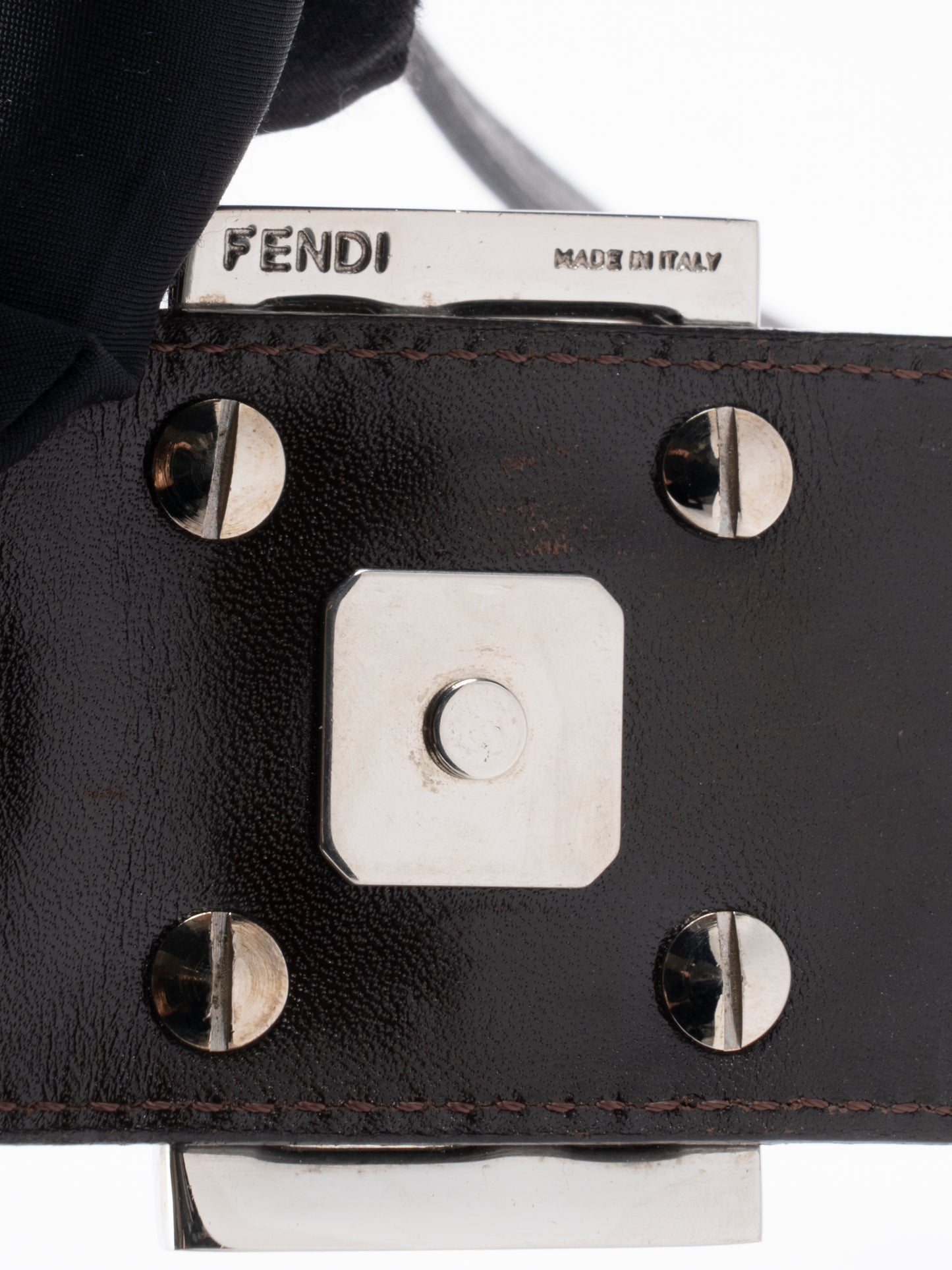 フェンディ ズッカ ショルダーバッグ キャンバス ブラウン シルバー金具