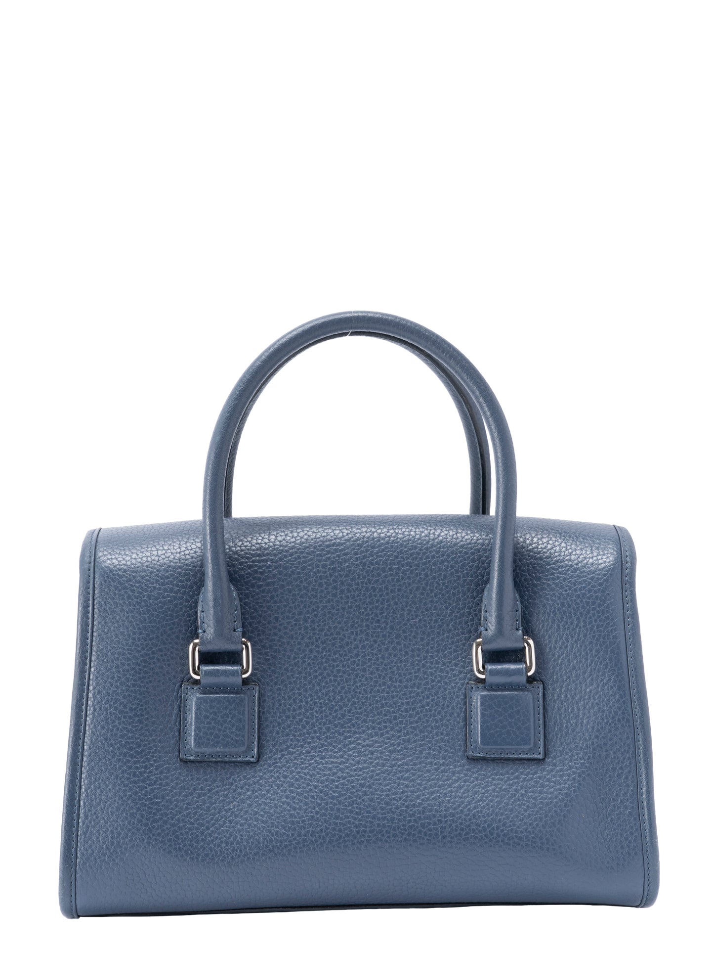 ロエベ アラモ ハンドバッグ ストラップ付き レザー ブルー シルバー金具