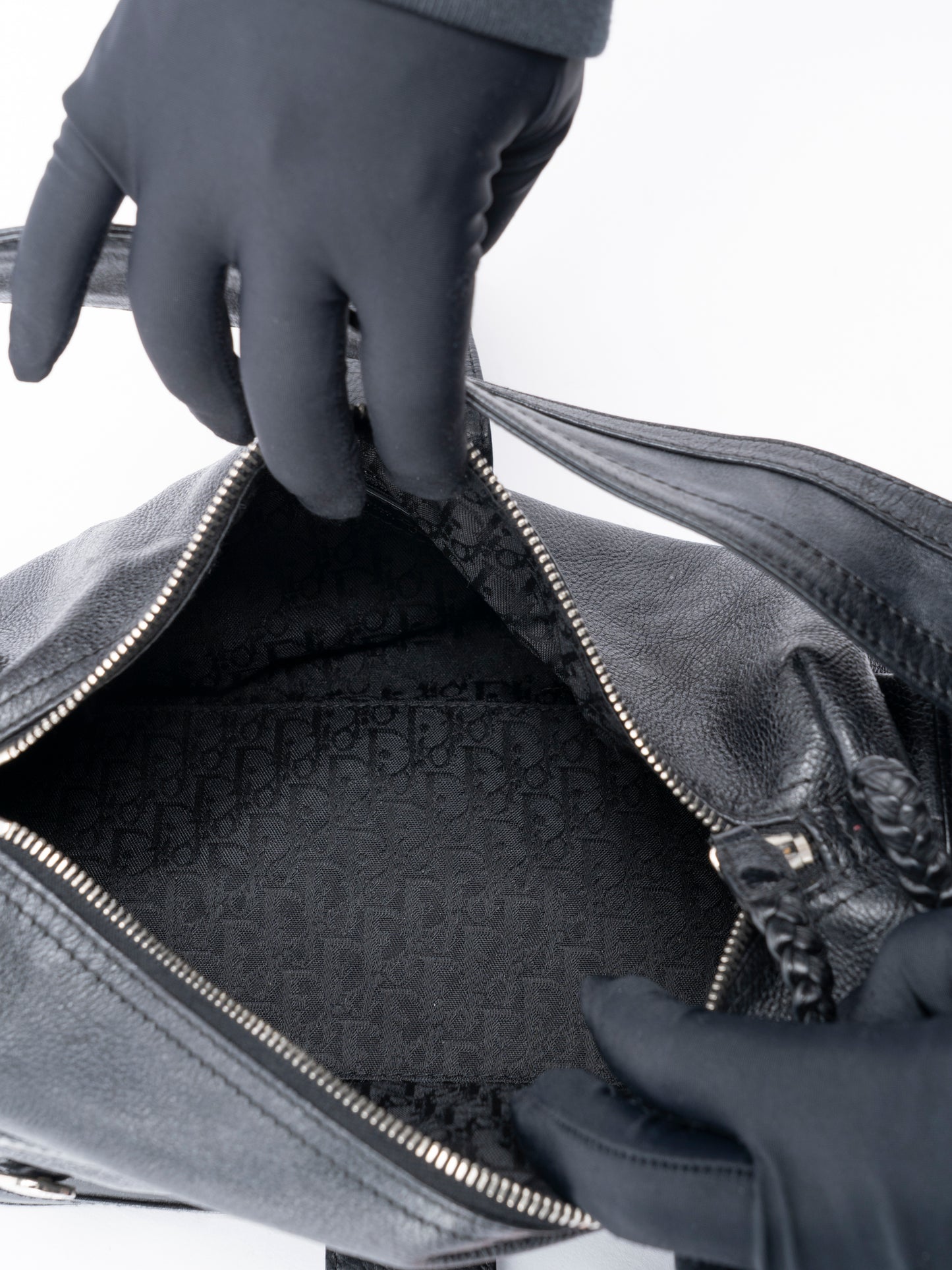 ディオール フライトライン ワンショルダーバッグ オールレザー ブラック シルバー金具