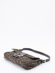 Fendi Zucca Mamma Baguette Shoulder Bag Canvas Brown Silver Hardware