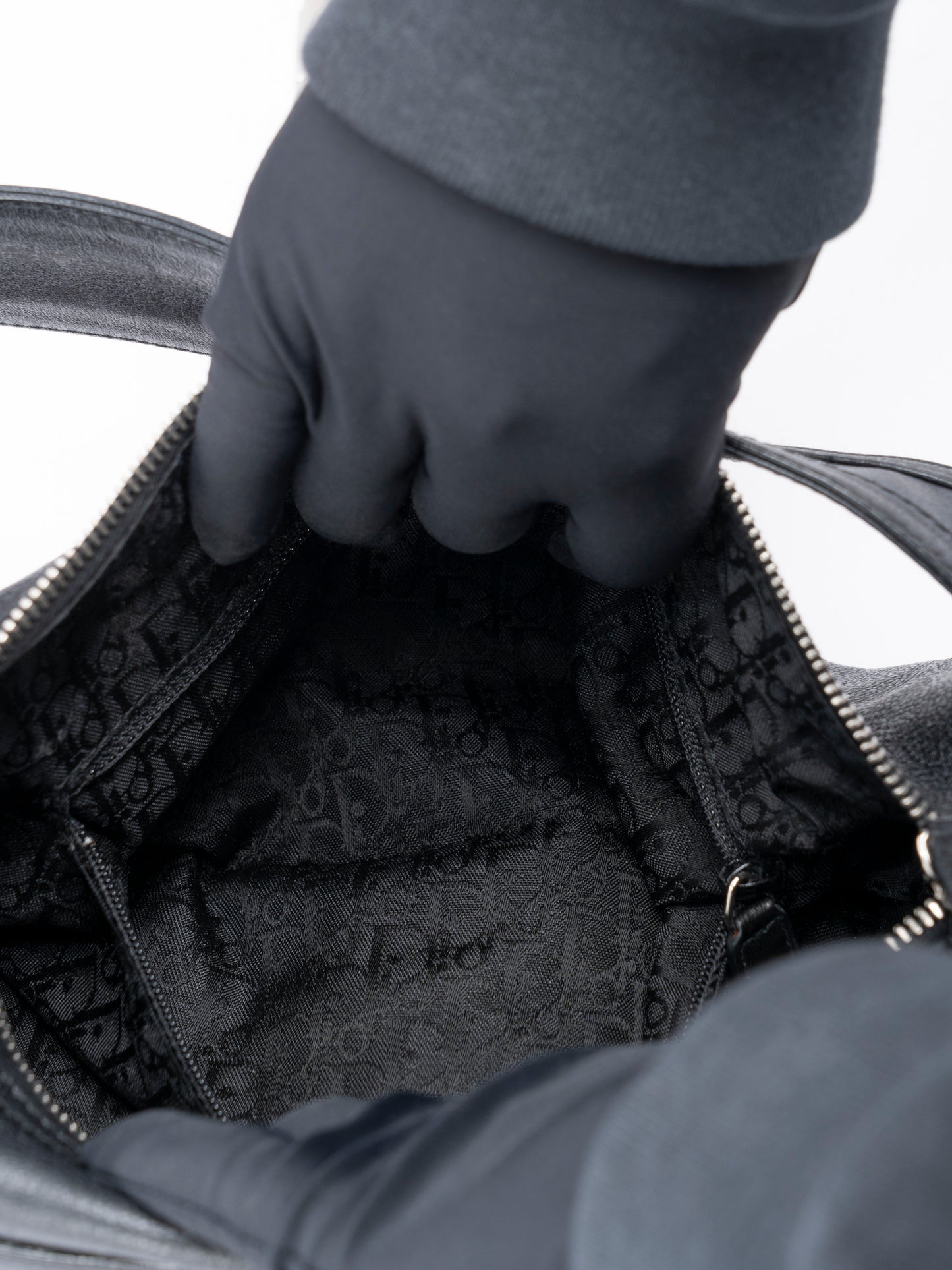 ディオール フライトライン ワンショルダーバッグ オールレザー ブラック シルバー金具