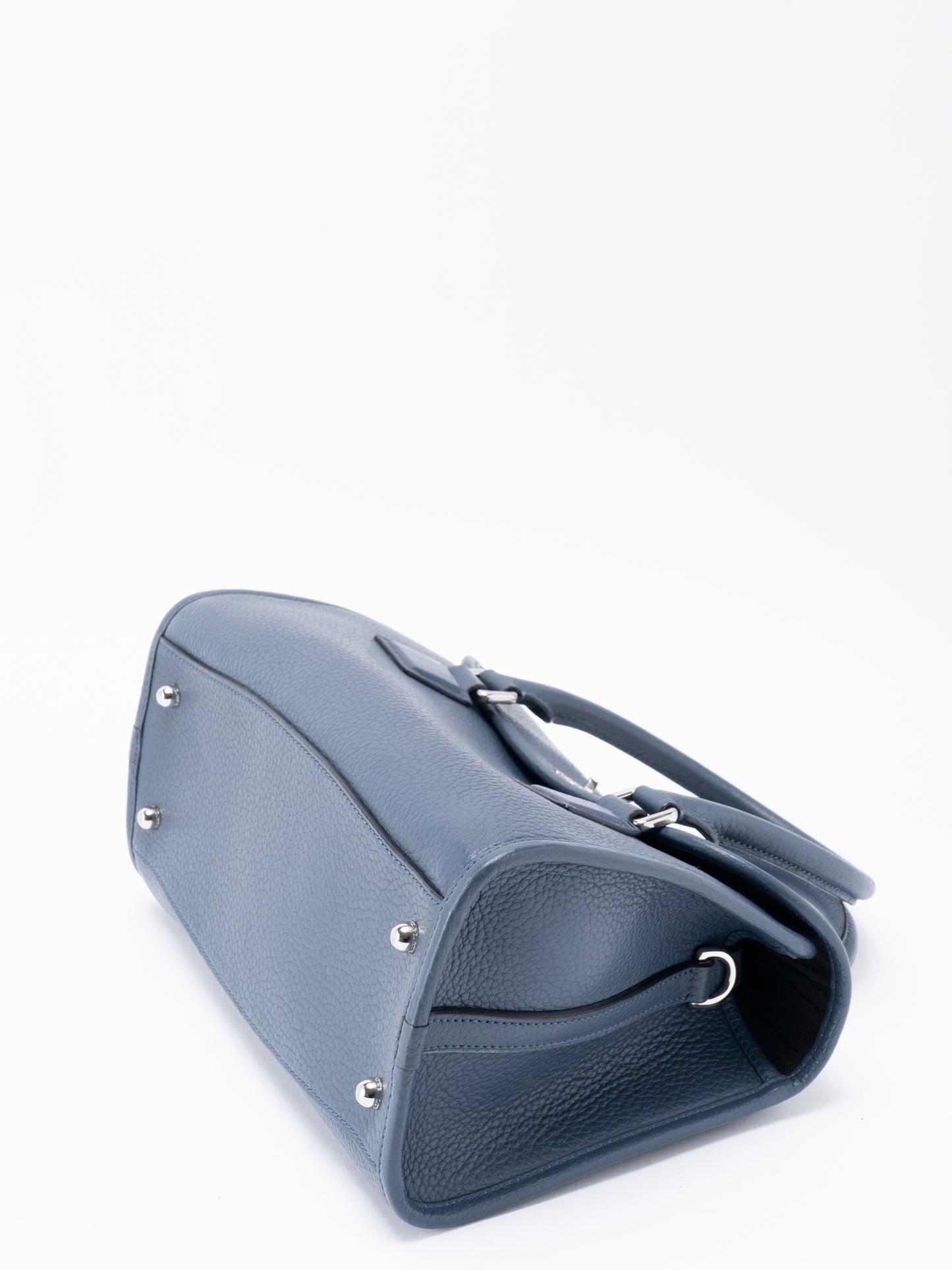 ロエベ アラモ ハンドバッグ ストラップ付き レザー ブルー シルバー金具