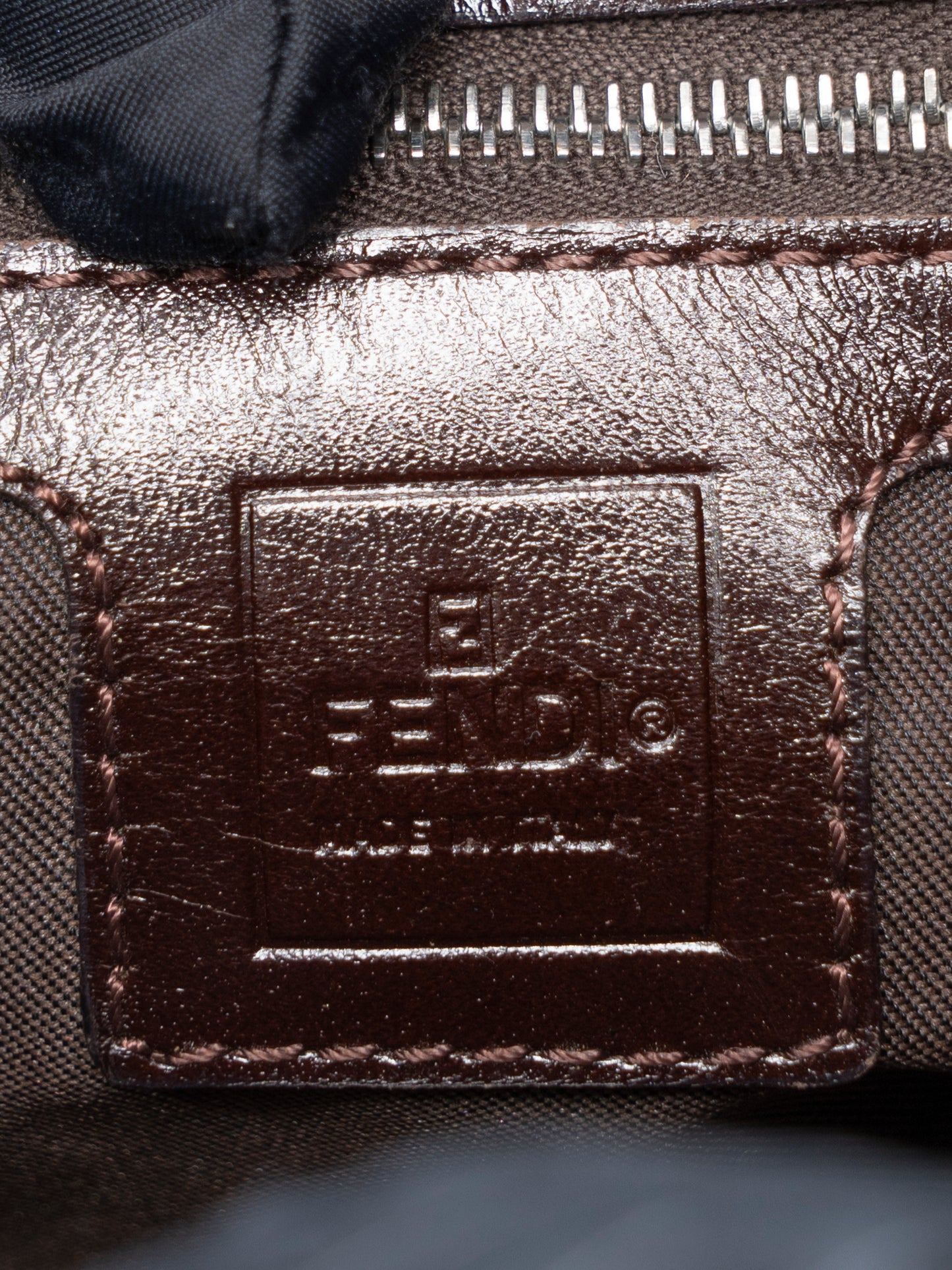 フェンディ ズッカ ショルダーバッグ キャンバス ブラウン シルバー金具