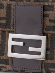 Fendi Zucca Mamma Baguette Shoulder Bag Canvas Brown Silver Hardware