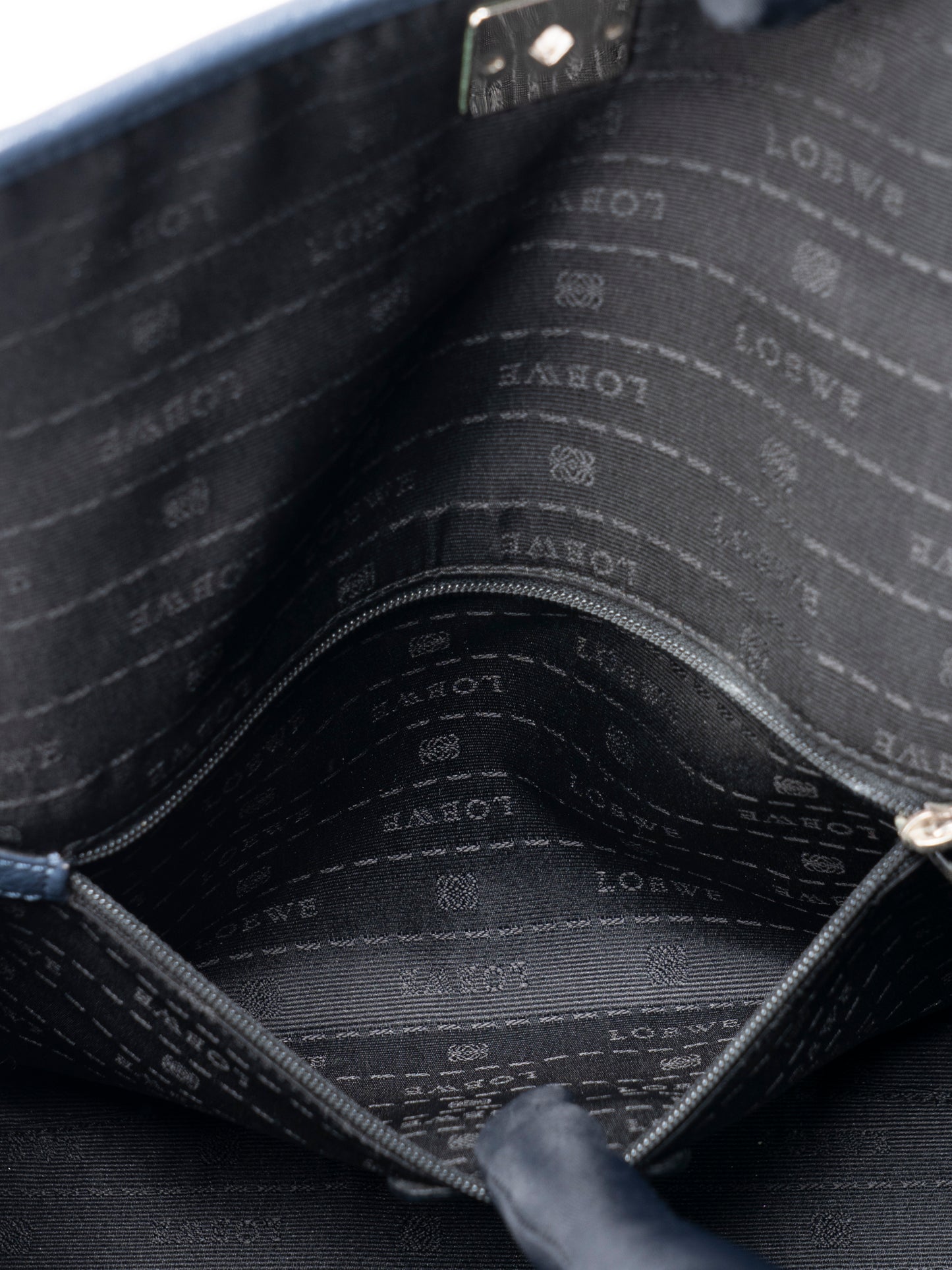 ロエベ アラモ ハンドバッグ ストラップ付き レザー ブルー シルバー金具