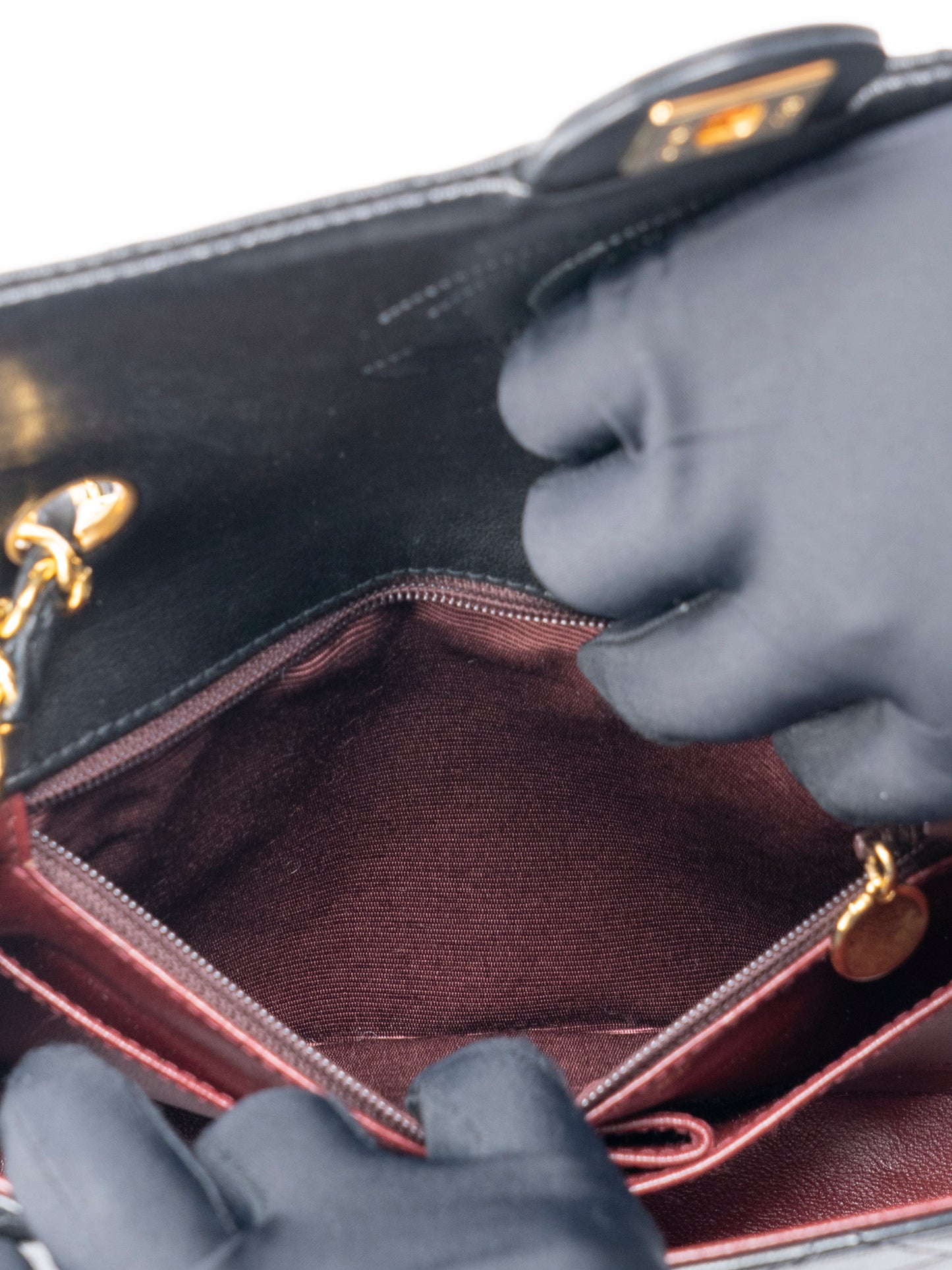 シャネル ミニマトラッセ20 チェーンショルダーバッグ ラムスキン ブラック ゴールド金具