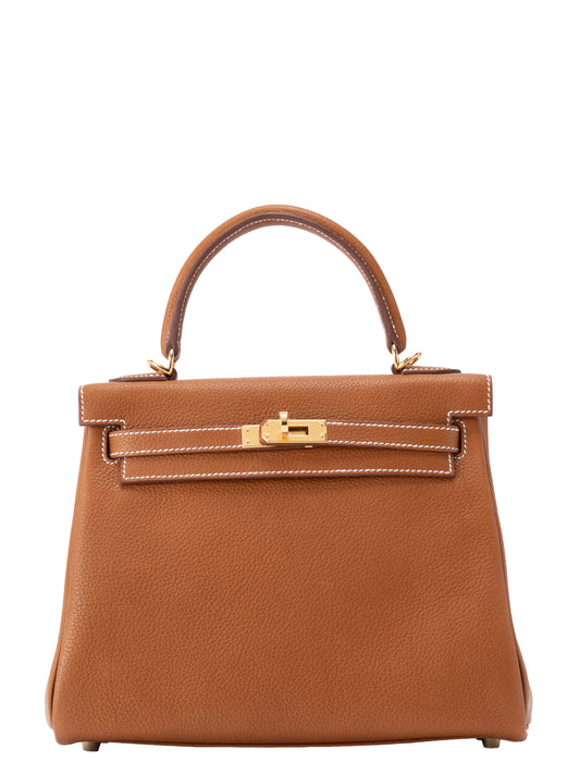 エルメス ケリー25 ハンドバッグ 内縫い W刻:2024年 バレニア ゴールド ゴールド金具 新品