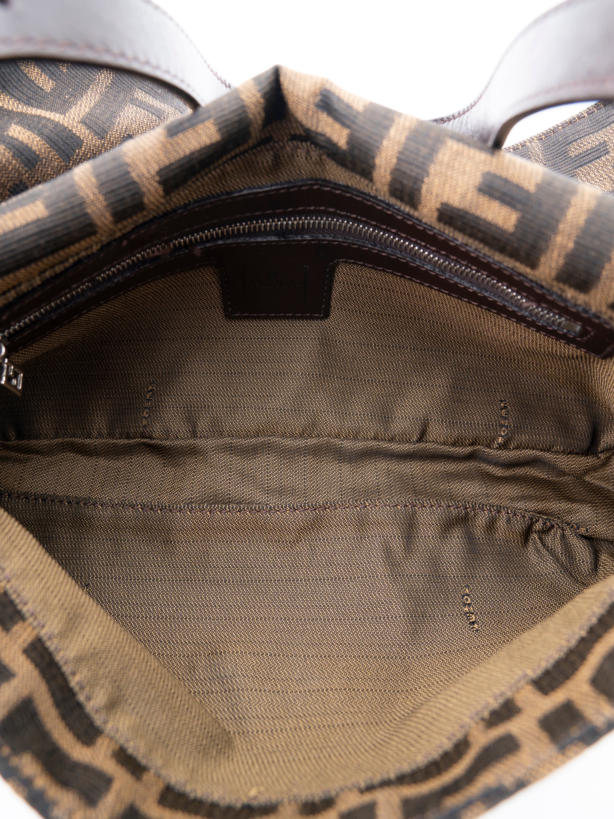 Fendi Zucca Mamma Baguette Shoulder Bag Canvas Brown Silver Hardware